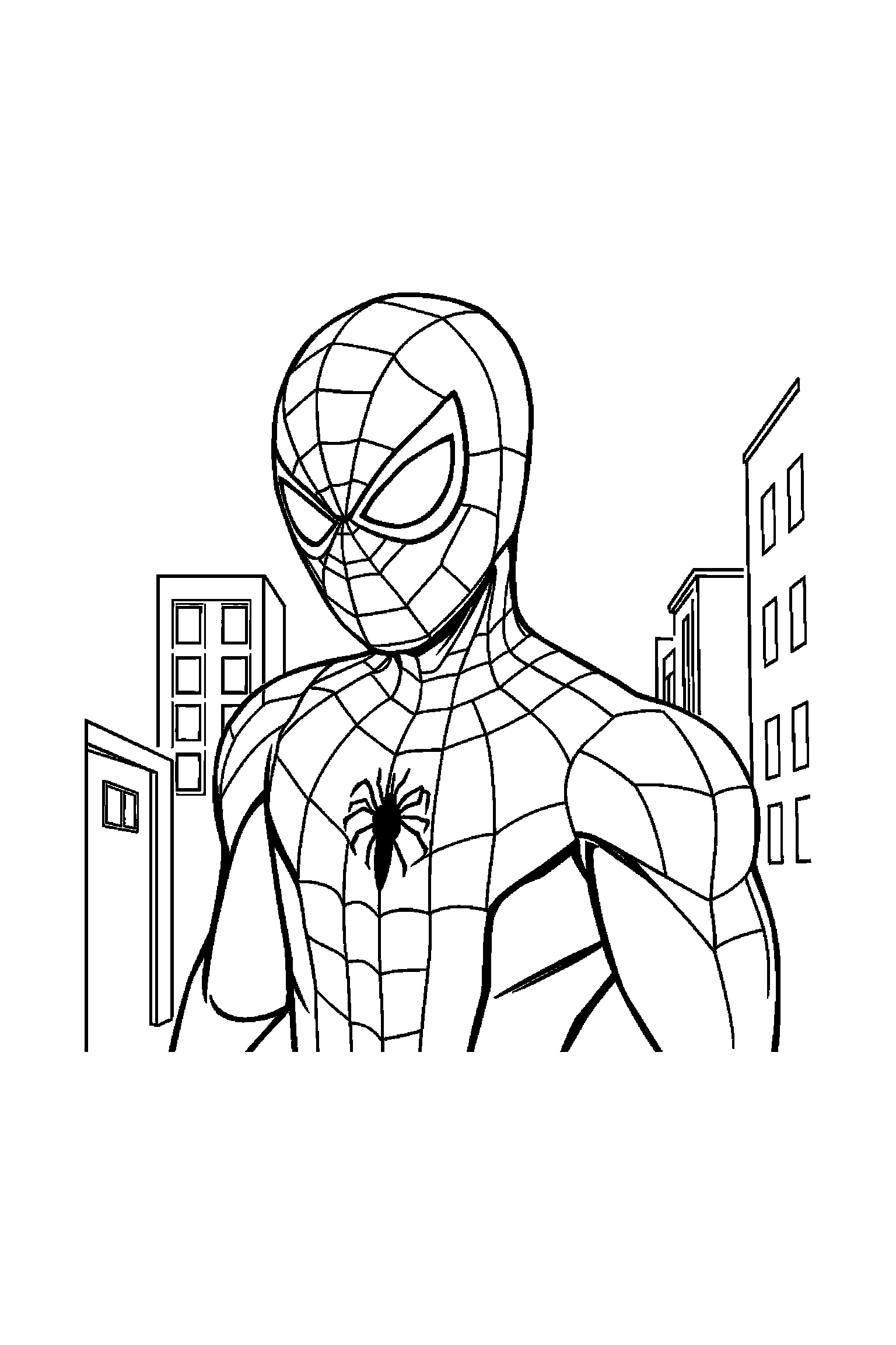 Coloriage Spider-Man gratuit à imprimer : Spider-Man masqué en portrait avec grands contours