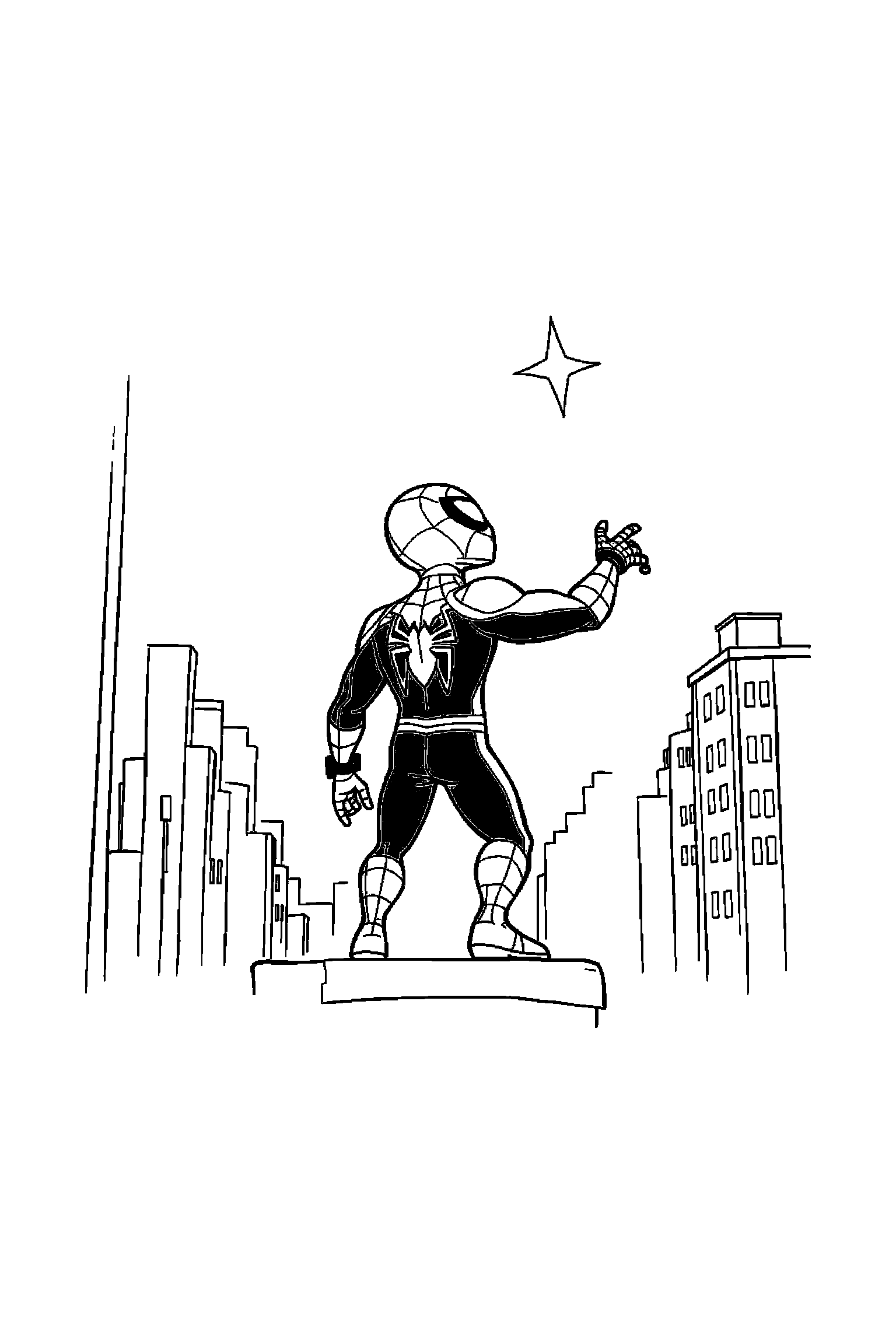 Coloriage Spider-Man gratuit à imprimer : Miles Morales qui regarde une étoile