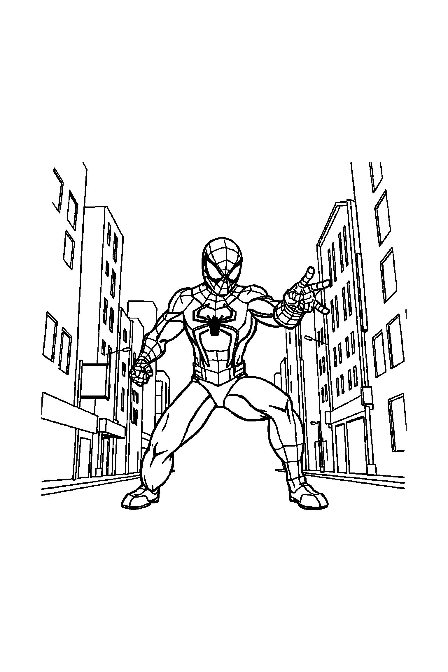 Coloriage Spider-Man gratuit à imprimer : Spider-Man debout avec une posture simple et lisible