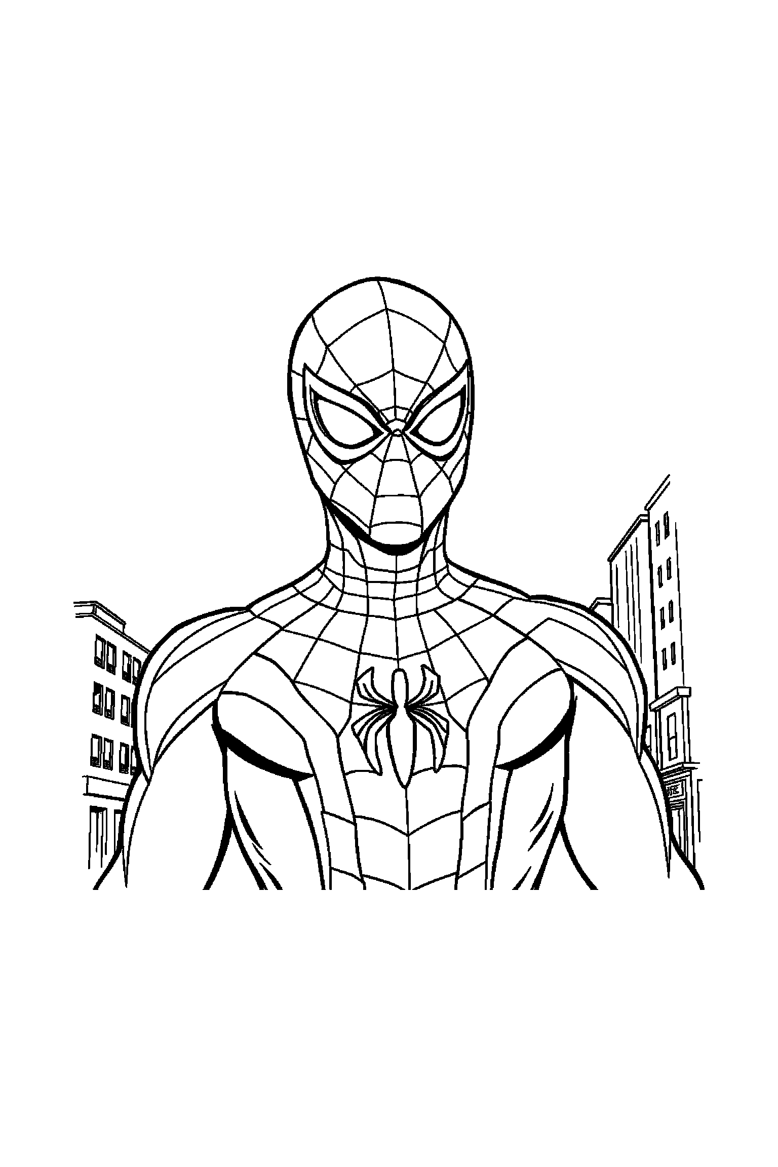 Coloriage Spider-Man gratuit à imprimer : Spider-Man masqué en portrait avec grands contours