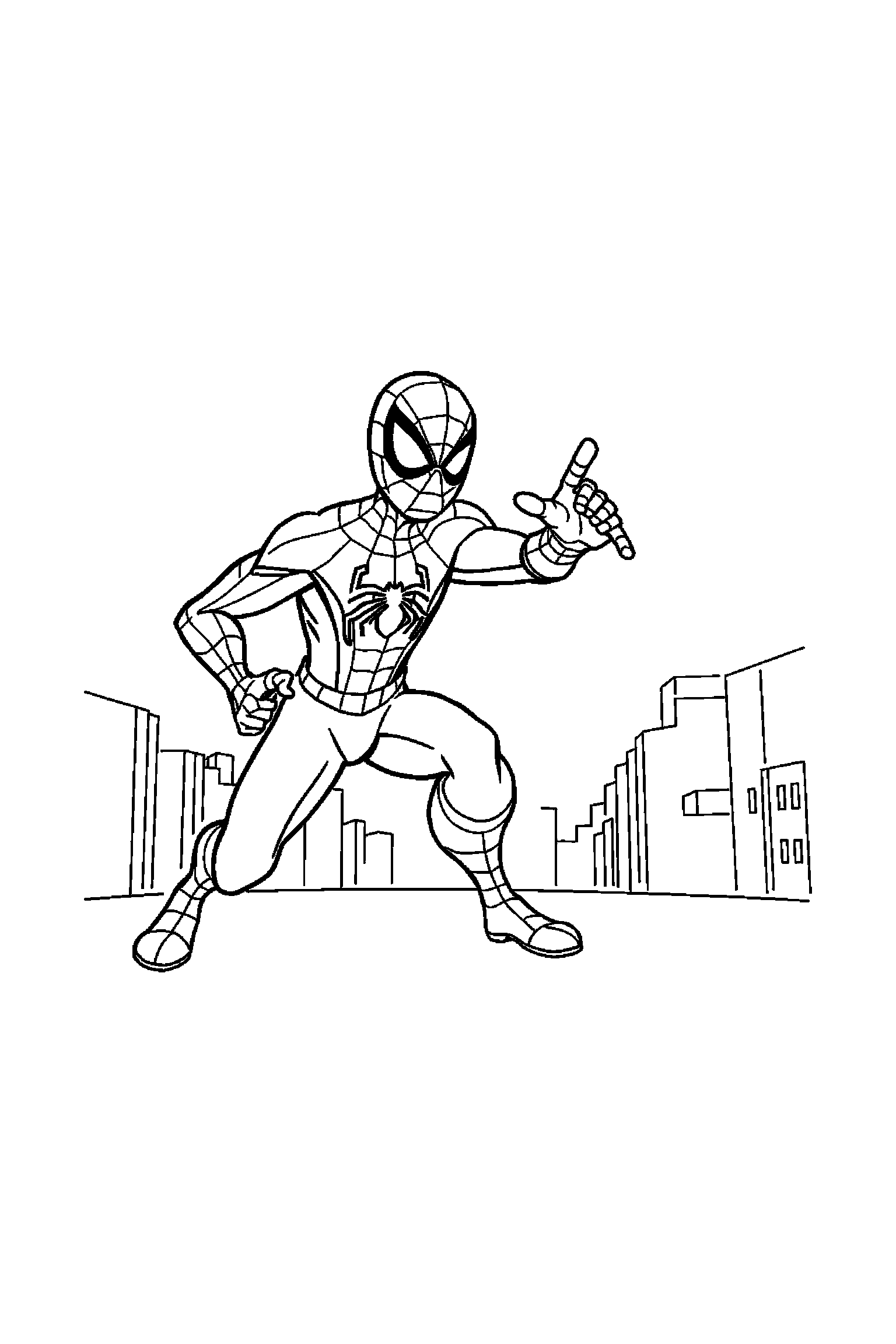 Coloriage Spider-Man gratuit à imprimer : Spider-Man dans une pose héroïque facile