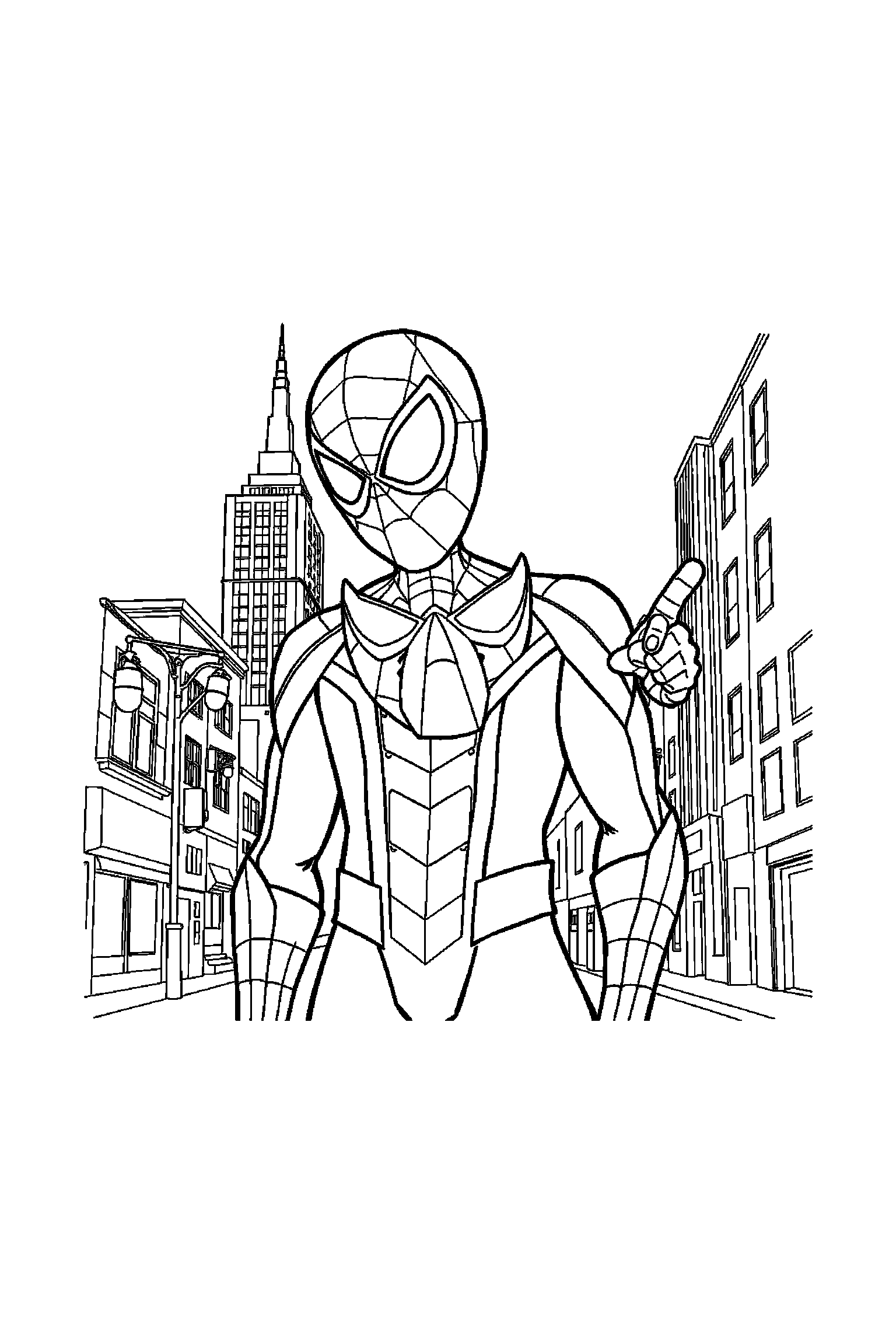 Coloriage Spider-Man gratuit à imprimer : Miles Morales tenant un masque devant lui