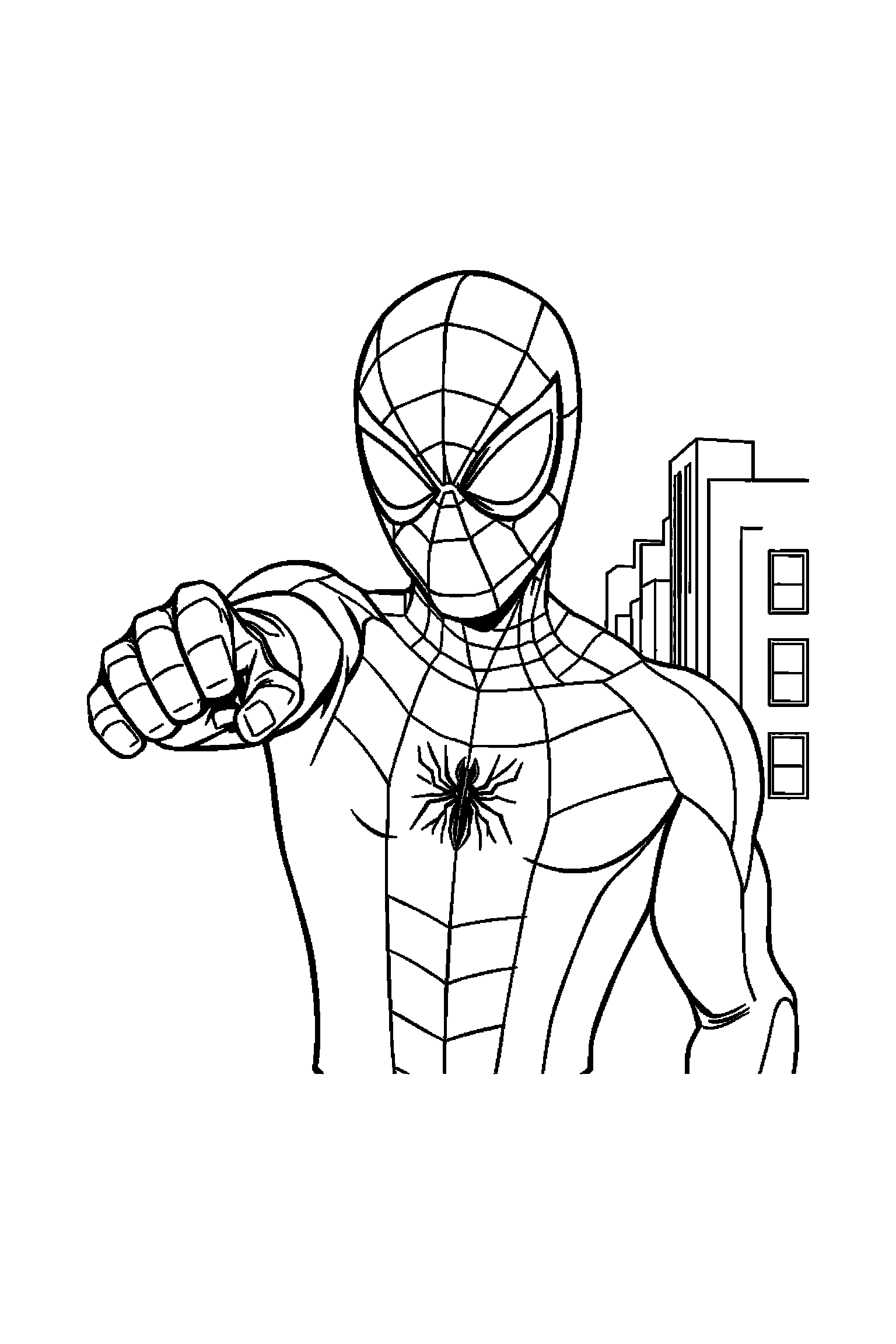 Coloriage Spider-Man gratuit à imprimer : un masque Spider-Man au centre de la page