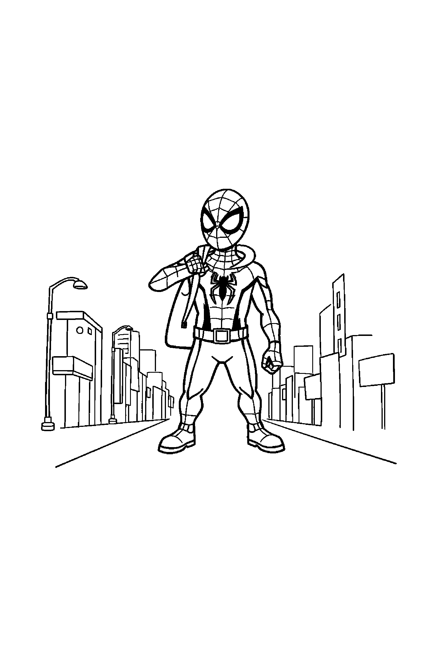 Coloriage Spider-Man gratuit à imprimer : Spider-Man avec un accessoire facile à colorier