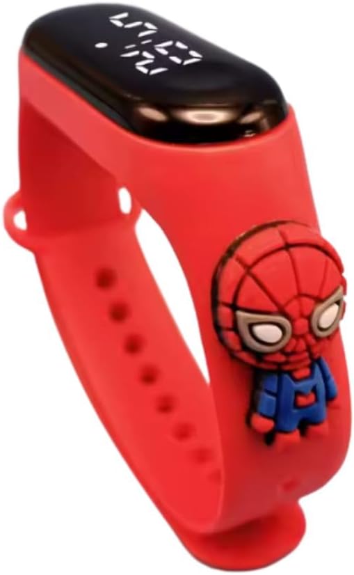 Montre numérique enfant Spiderman rouge avec bracelet en silicone compatible Mi Band et motif 3D