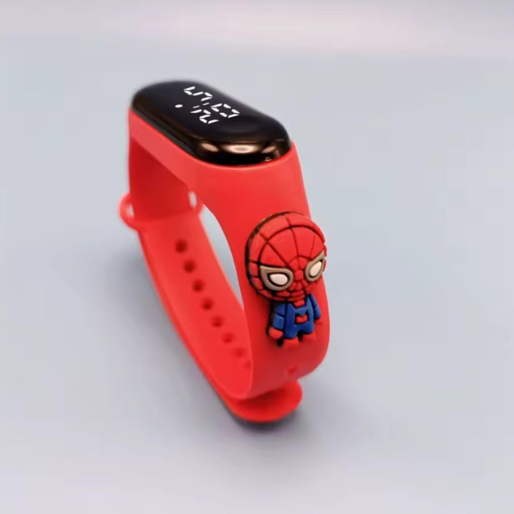 Montre numérique enfant Spiderman rouge avec bracelet en silicone compatible Mi Band et motif 3D – Image 5