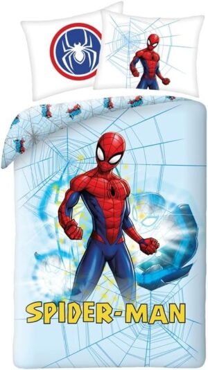 Parure de lit Spider-Man en coton 140 x 200 avec taie 70 x 90