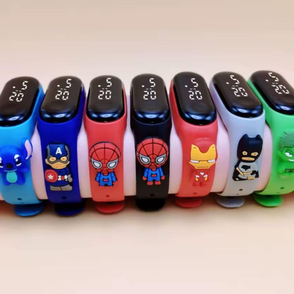 Montre numérique enfant Spiderman rouge avec bracelet en silicone compatible Mi Band et motif 3D – Image 3