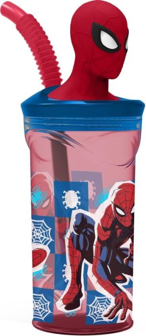 Gobelet enfant Marvel Spider-Man 360 ml avec paille et figurine 3D