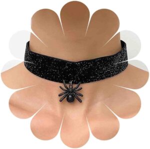 Collier ras du cou Spider-Man à araignée noire en velours pour femme