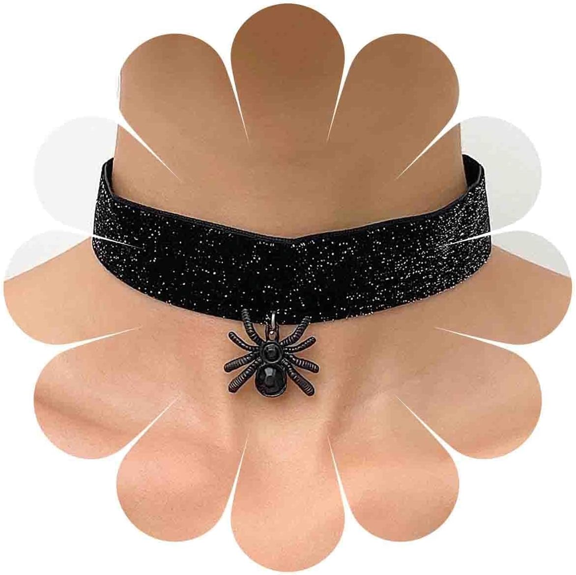 Collier ras du cou Spider-Man à araignée noire en velours pour femme