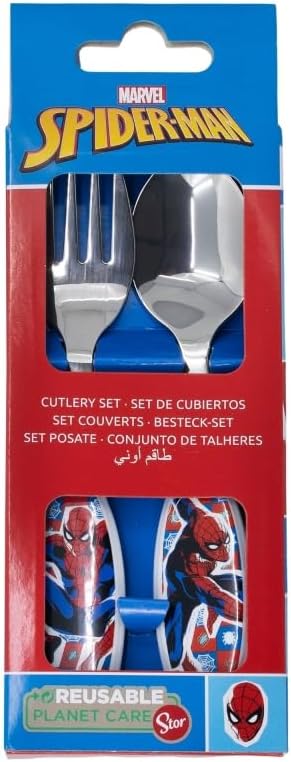 Spider-Man - couverts enfant en acier inoxydable, fourchette et cuillère