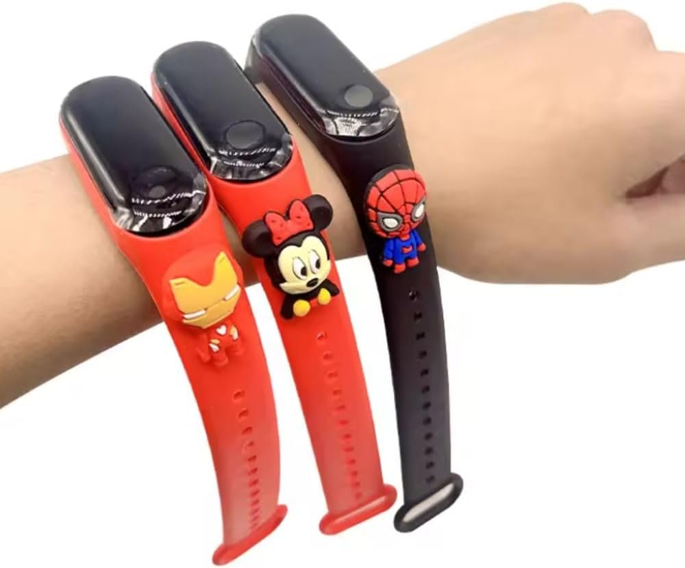 Montre numérique enfant Spiderman rouge avec bracelet en silicone compatible Mi Band et motif 3D – Image 4