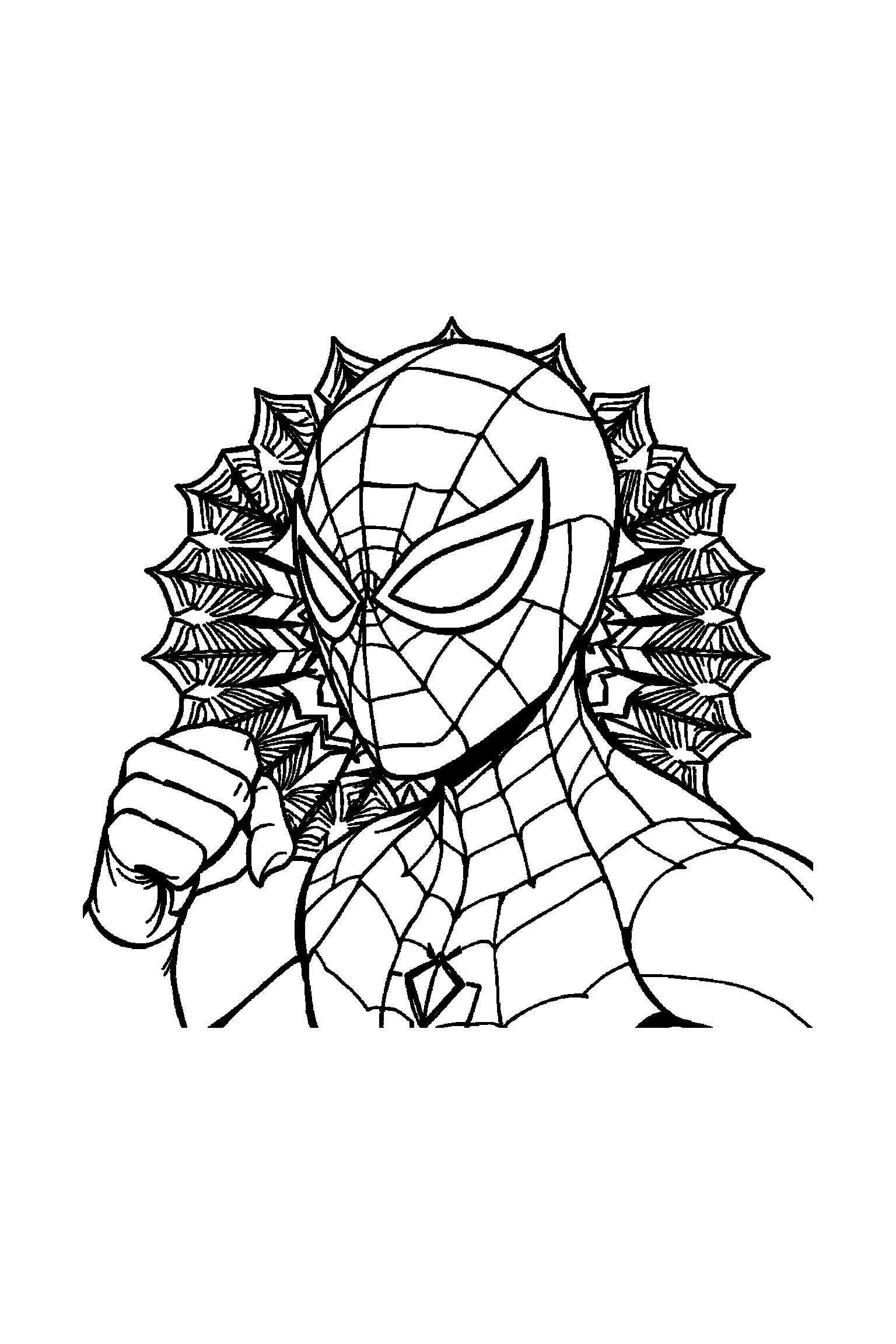 Coloriage Spider-Man gratuit à imprimer : poster A4 de masque Spider-Man avec mandala de toiles