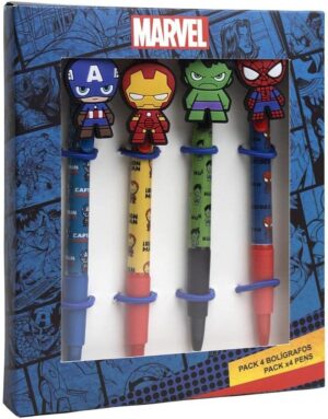 Lot Marvel de 4 stylos multicolores avec Spiderman