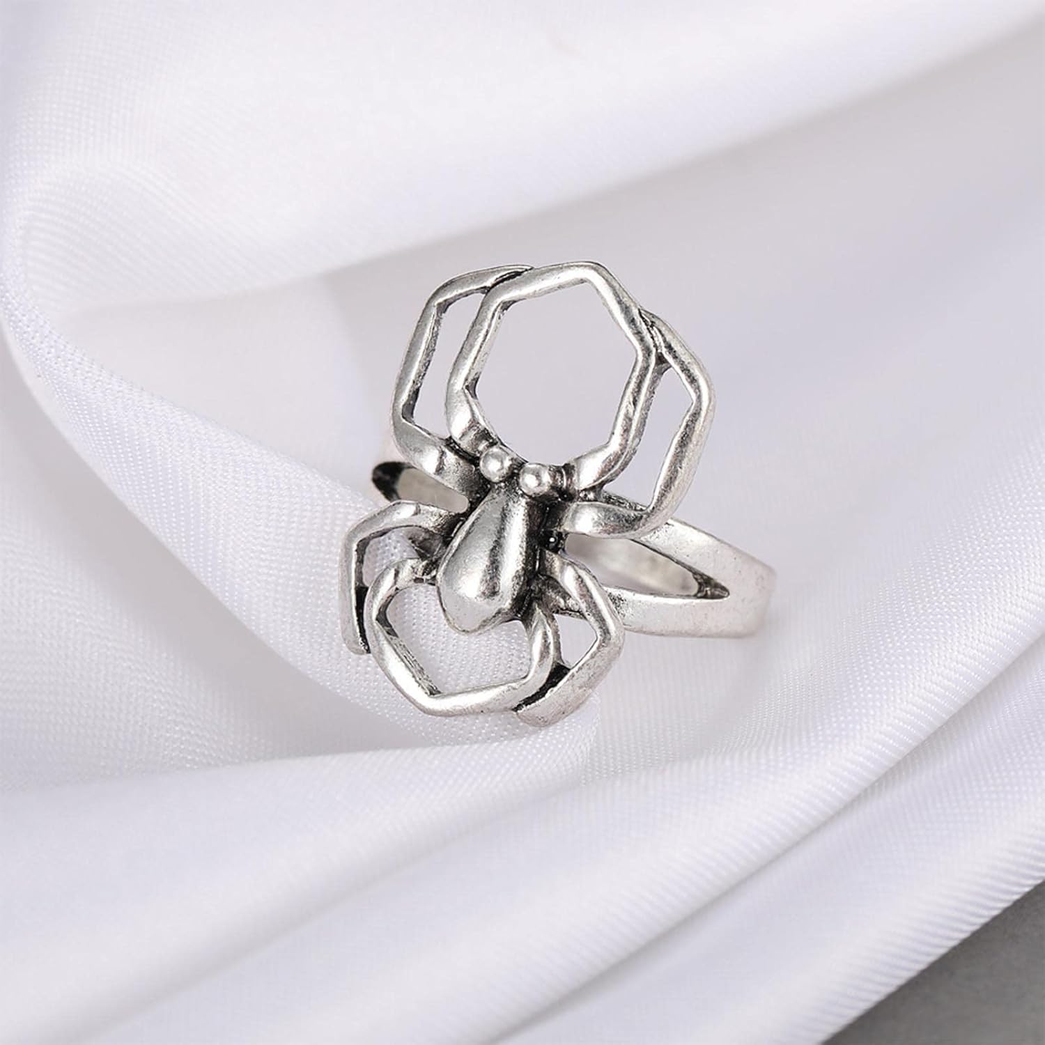 Bague Spider-Man Venom araignée gothique chunky argentée – Image 3
