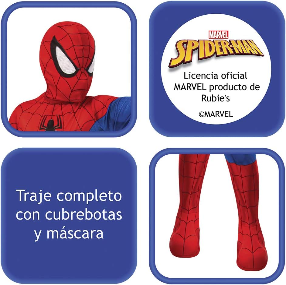 Costume classique Spider-Man Marvel rouge/bleu, tailles S à Large (12-14) – Image 4