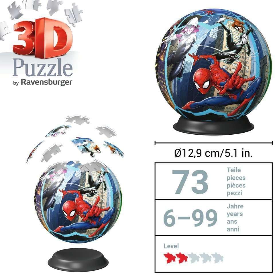 Spider-Man Puzzle 3D Ball 72 pièces avec support 13 cm – Image 5