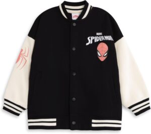 Blouson aviateur noir Marvel Spider-Man avec imprimés graphiques
