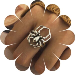 Bague Spider-Man Venom araignée gothique chunky argentée