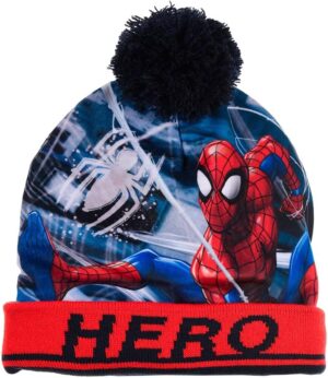 Bonnet d’hiver Spider-Man Marvel à pompon rouge