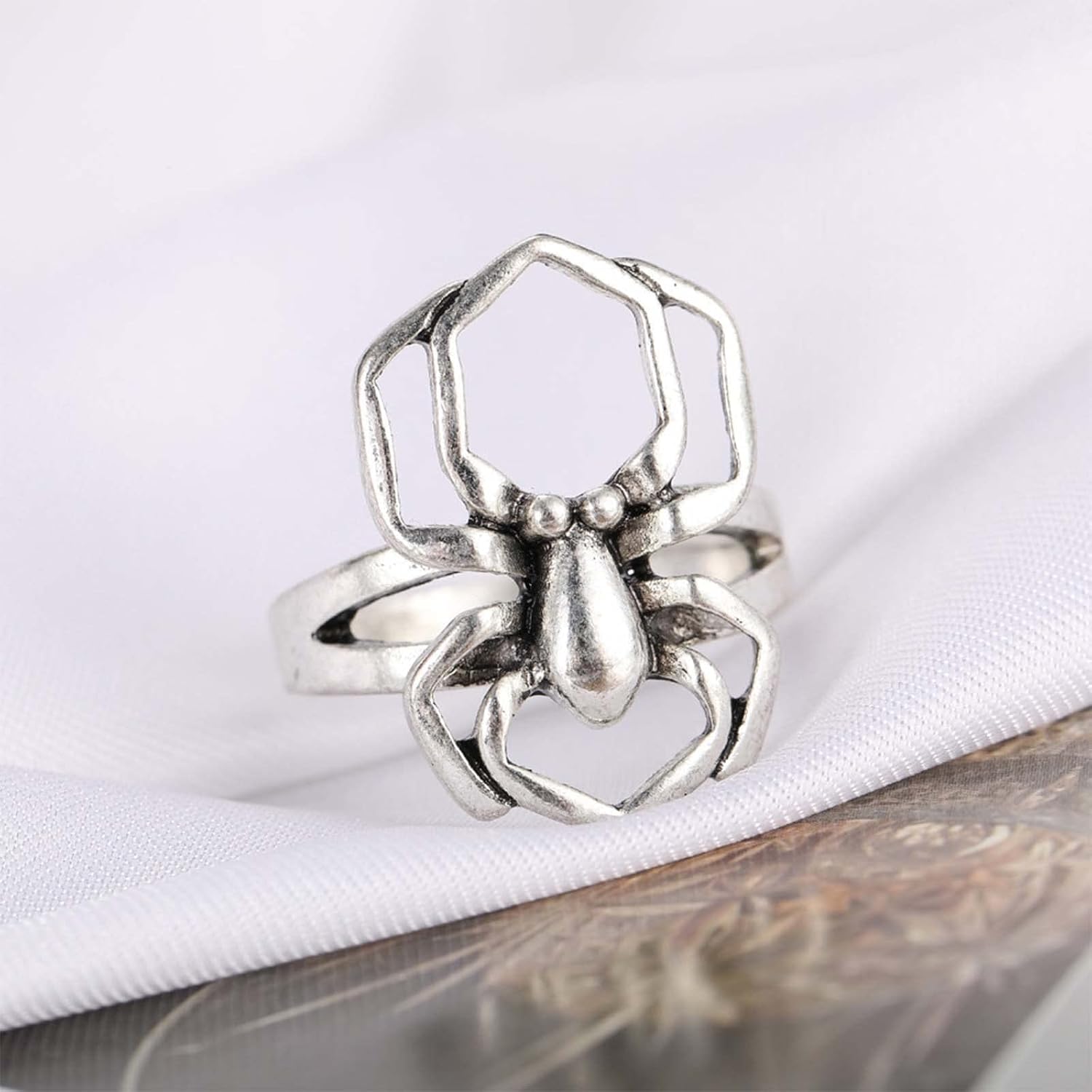 Bague Spider-Man Venom araignée gothique chunky argentée – Image 6