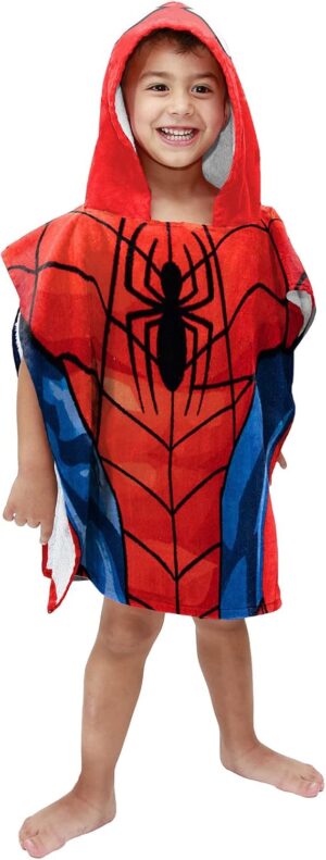 Poncho à capuche Spiderman Marvel Avengers en 100% coton 56 x 56 cm
