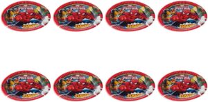 Assiettes d'anniversaire Spiderman en carton 23 cm, lot de 8