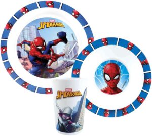Coffret repas Marvel Spider-Man avec verre 220 ml, assiette Ø 22 cm et bol Ø 16 cm
