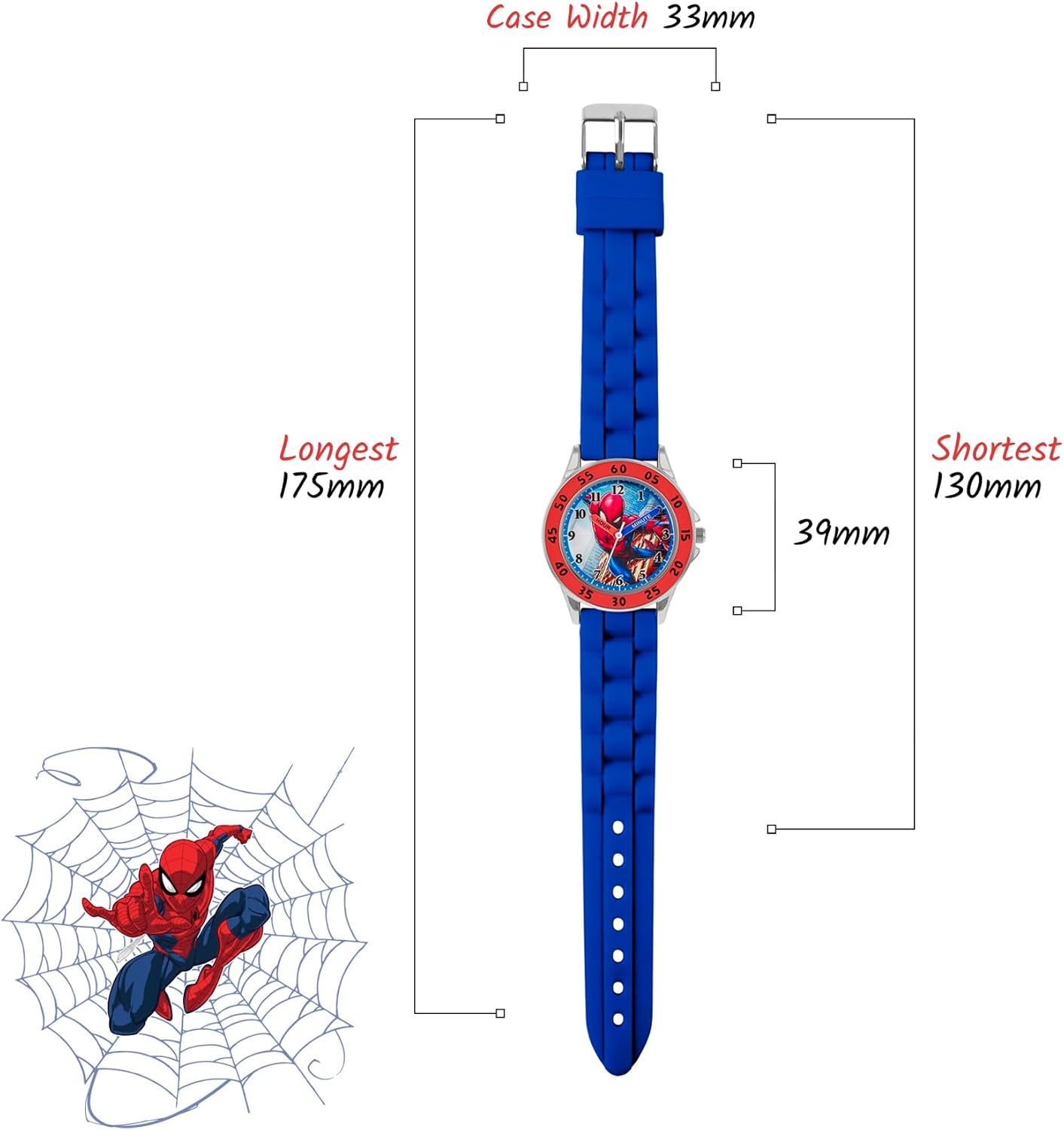 Montre enfant Marvel Spider-Man cadran rond avec bracelet en silicone 9048 – Image 5