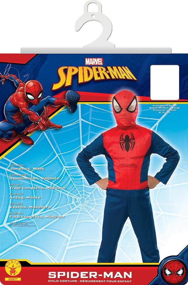 Déguisement enfant Spider-Man Marvel rouge et bleu avec combinaison et cagoule – Image 2
