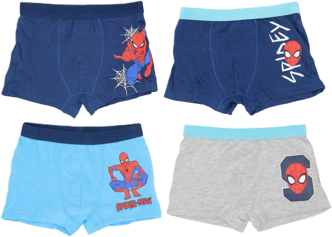 Lot de 4 boxers Paw Patrol Spider-Man à motifs pour garçon, tailles 98 à 140