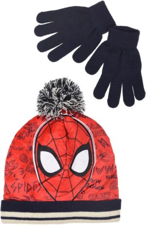 Ensemble bleu Marvel Spider-Man chapeau et gants 100% Acrylique pour garçon