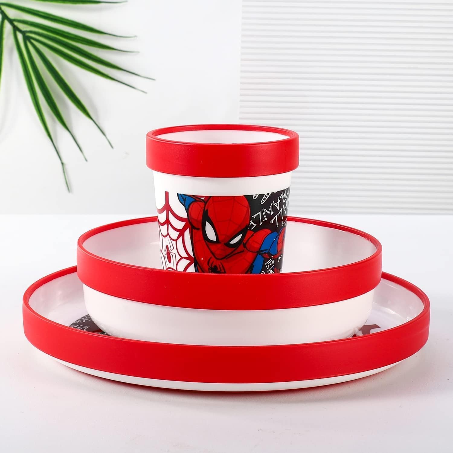 Set vaisselle enfant Spiderman 3 pièces avec base antidérapante – Image 2