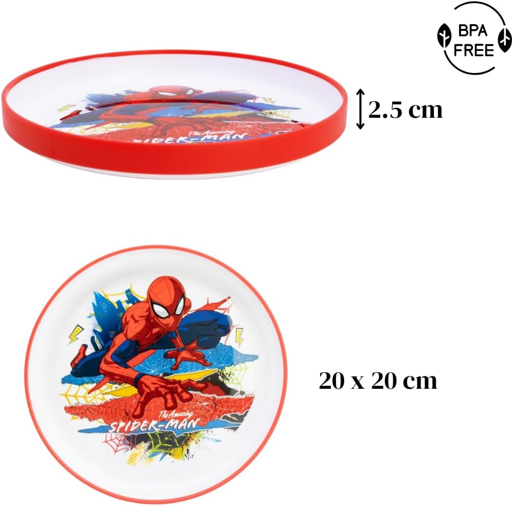 Set repas enfant Spiderman avec assiette, gobelet 260 ml et couverts en acier inoxydable – Image 4