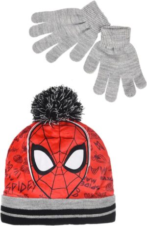 Ensemble hiver Marvel Spider-Man bonnet et gants gris pour garçon