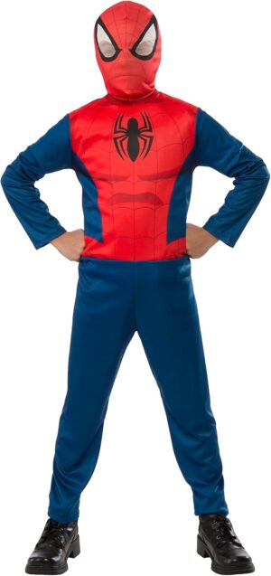 Déguisement enfant Spider-Man Marvel rouge et bleu avec combinaison et cagoule