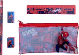 Set de papeterie Marvel Spiderman 5 pièces avec trousse 19 x 9,5 cm