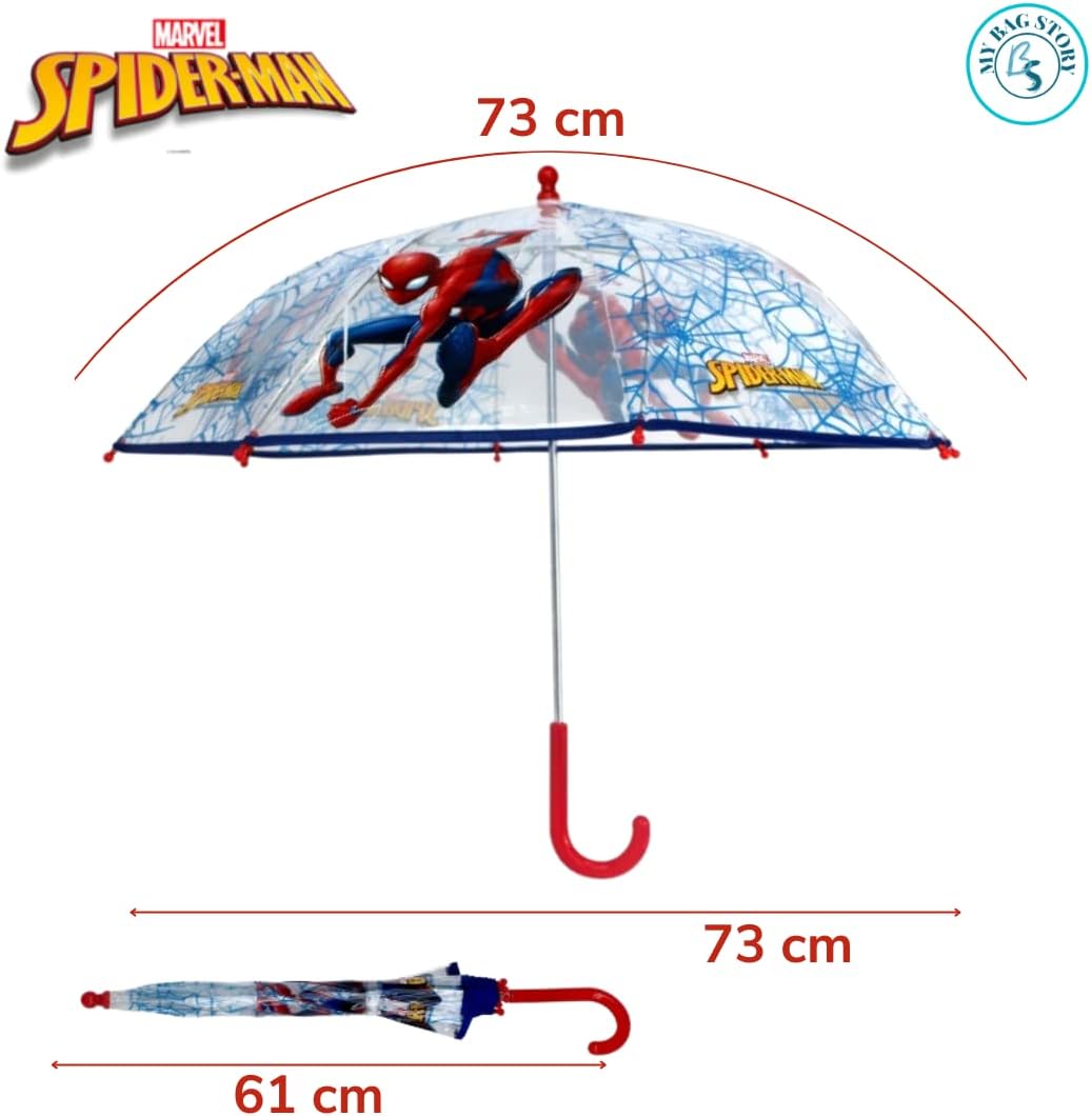 Parapluie enfant Spider-Man bleu anti-pincement à ouverture manuelle – Image 2