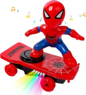 Voiture électrique Spider-Man avec sons, lumières et rotation 360