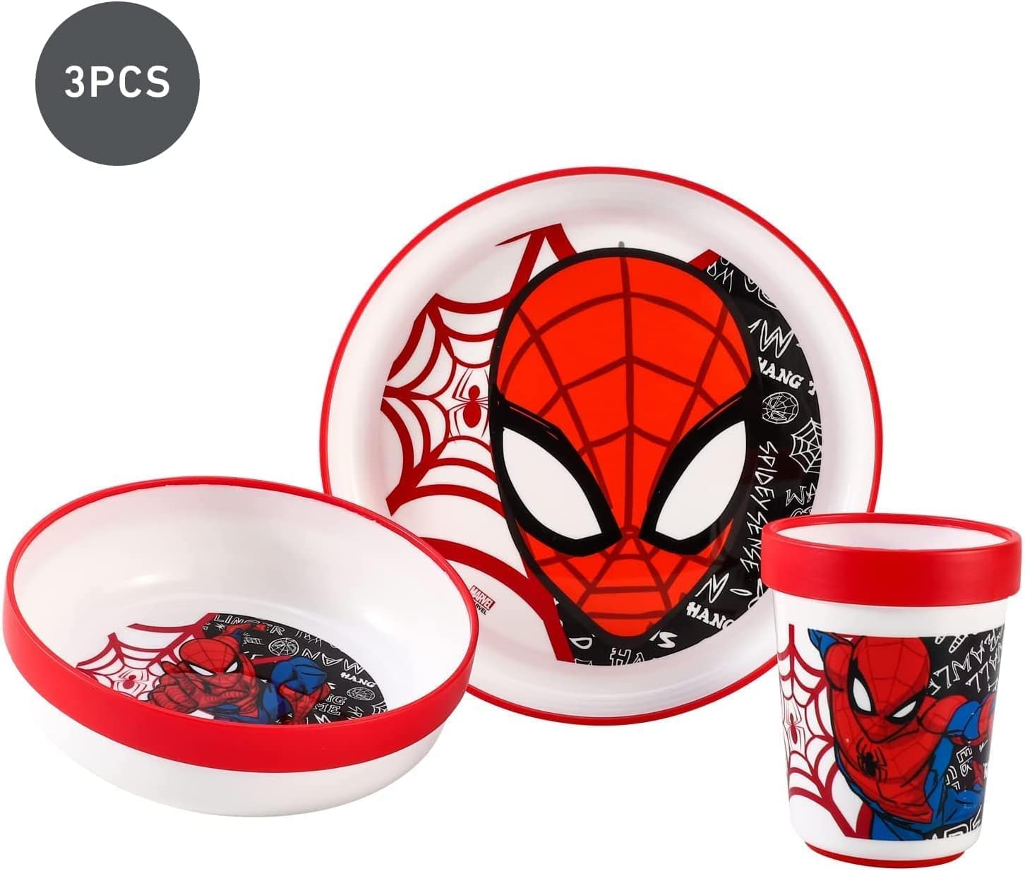 Set vaisselle enfant Spiderman 3 pièces avec base antidérapante – Image 4