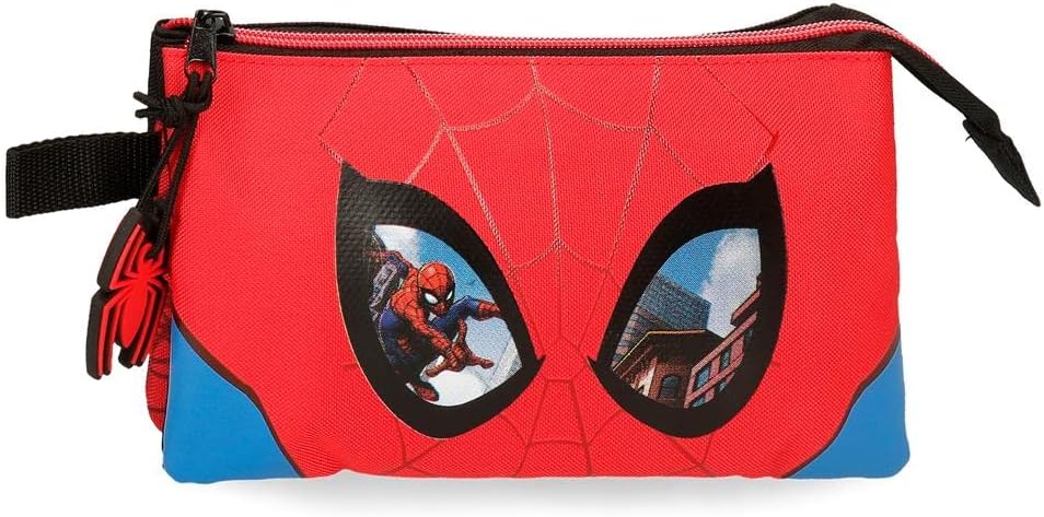 Trousse Marvel Spiderman rouge, étui triple en polyester