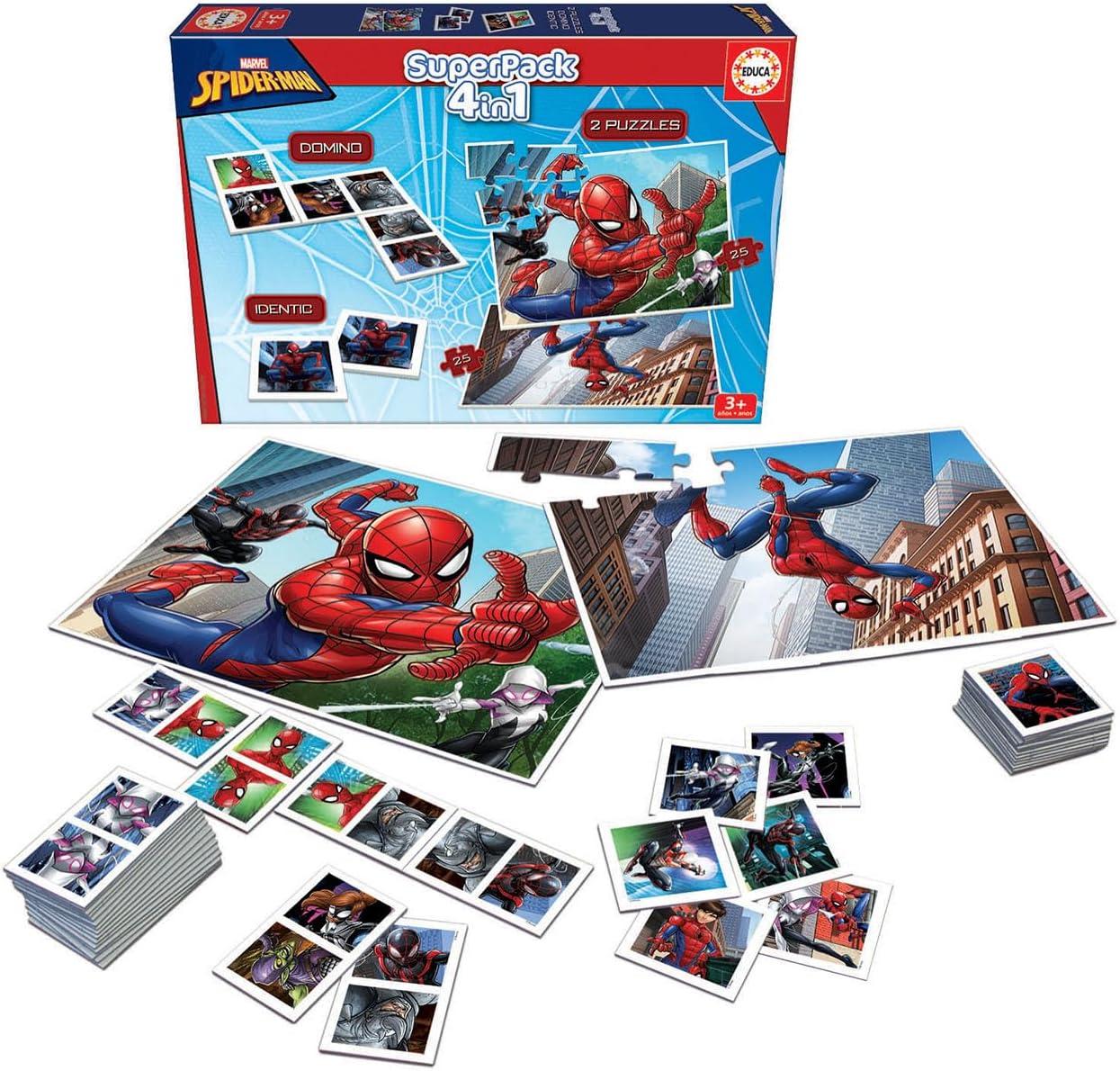 Superpack de jeux de société Spiderman Educa avec domino, jeu de mémoire et 2 puzzles – Image 3