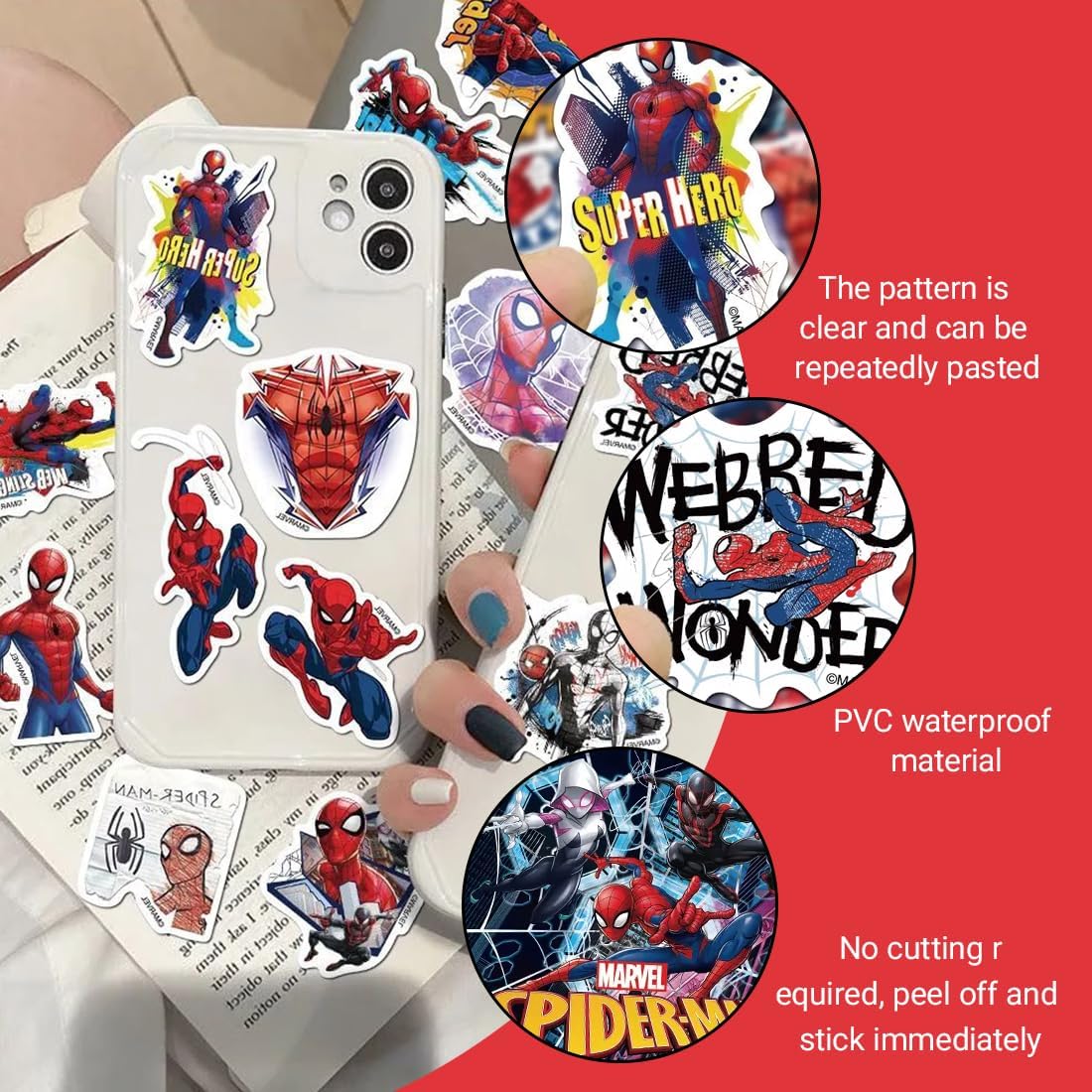 Lot de 50 autocollants Spider-Man pour bouteilles d'eau et ordinateurs portables – Image 3