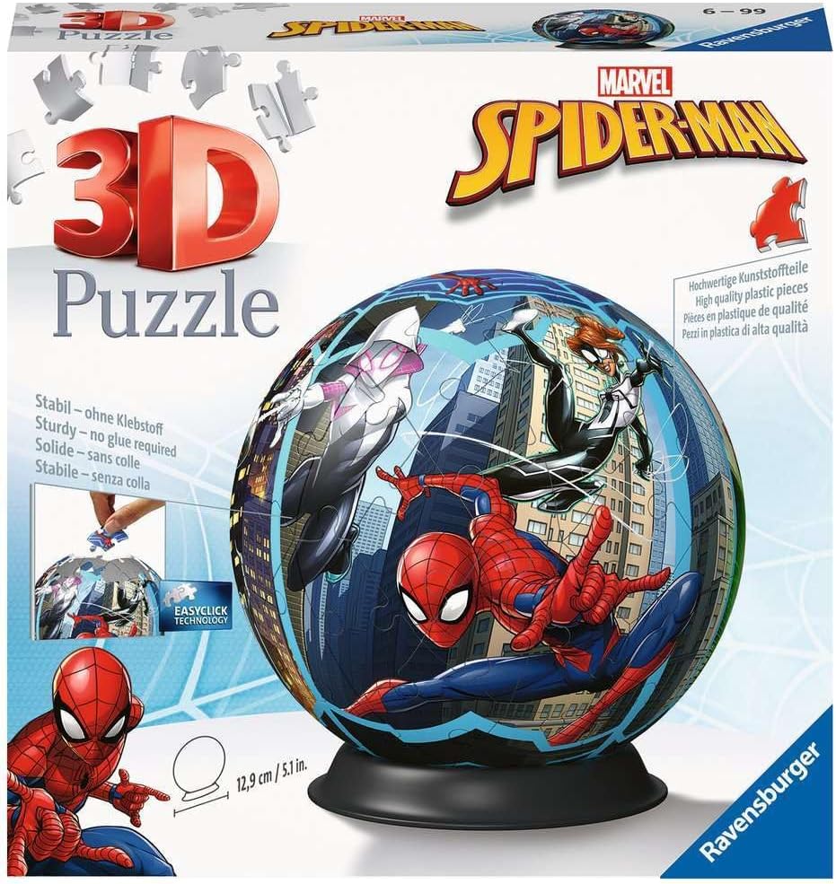Spider-Man Puzzle 3D Ball 72 pièces avec support 13 cm