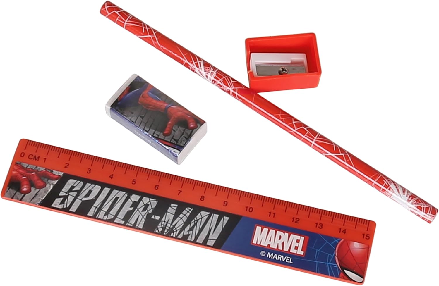 Trousse à crayons Marvel Spider-Man transparente rouge zippée avec équipement scolaire – Image 7