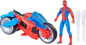 Spider-Man Marvel avec arachno-moto et lance-toile, figurine 10 cm