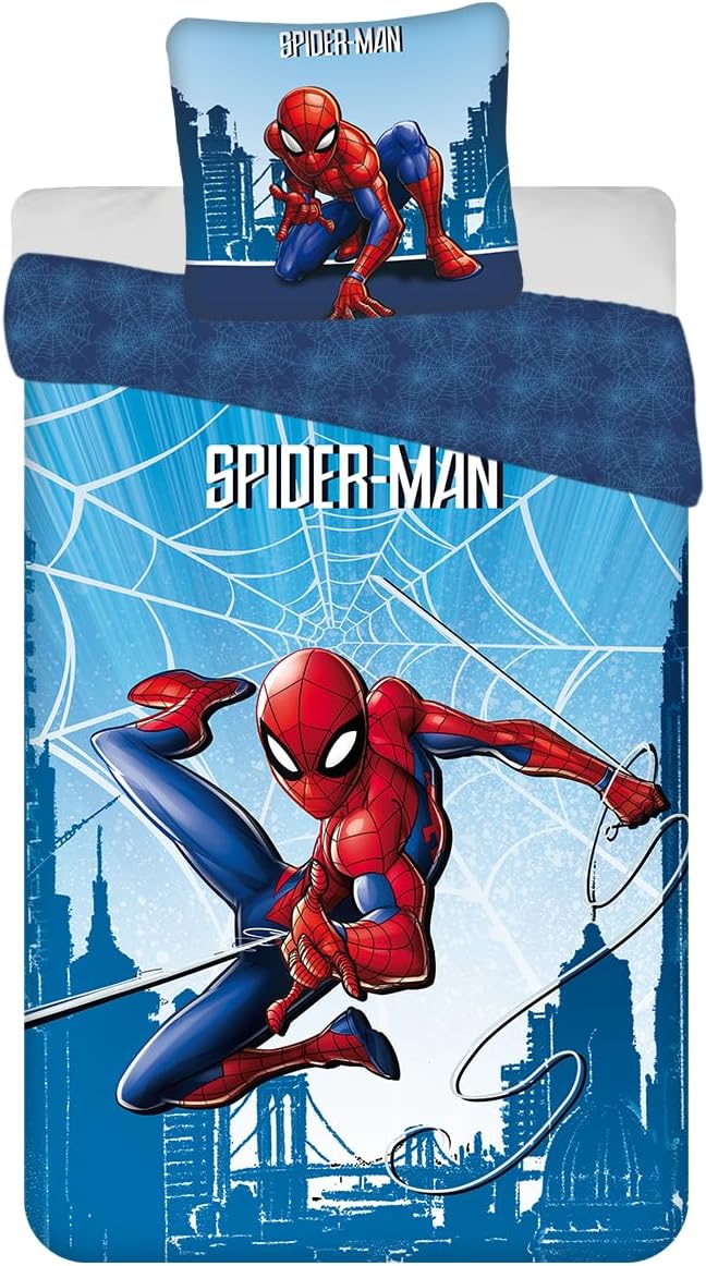 Parure de lit Marvel Spider-Man réversible bleue en 100% coton
