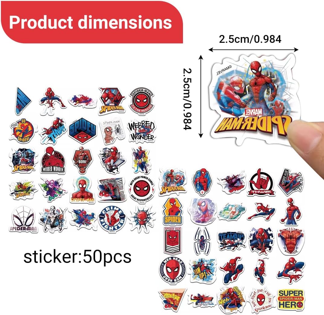 Lot de 50 autocollants Spider-Man pour bouteilles d'eau et ordinateurs portables – Image 2