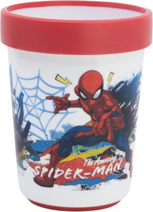Gobelet réutilisable Spider-Man bicolore 260 ml avec base antidérapante